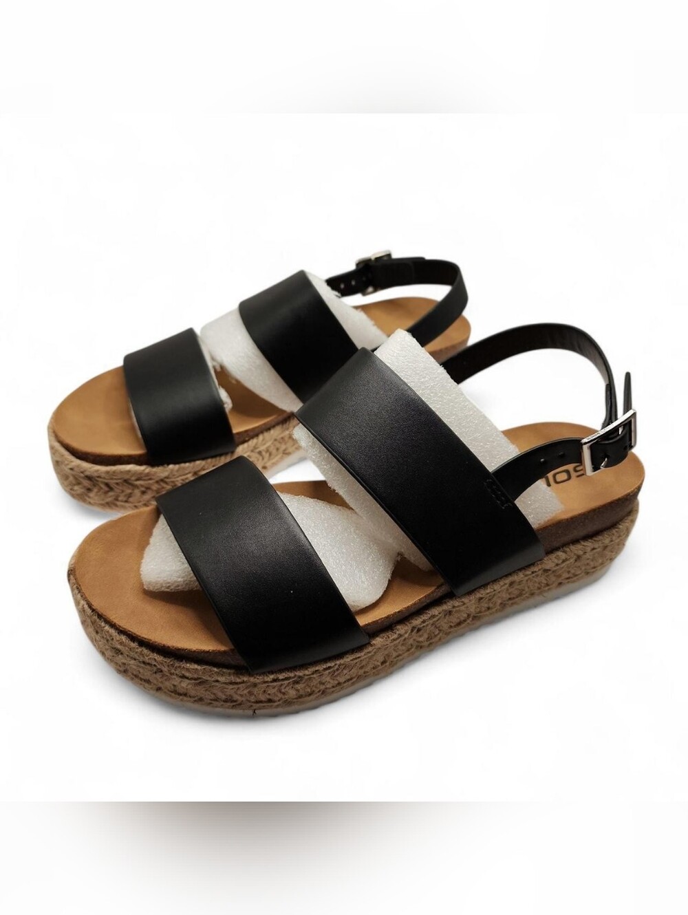 Soda Black Strap Platform Espadrille Sandals